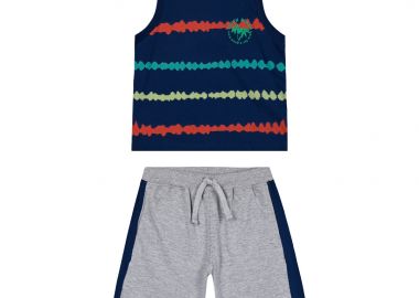 Παιδικό σετ μακό 2 τεμάχια με αμάνικη μπλούζα με τύπωμα για αγόρι | ΜΕΛΑΝΖΕ - Energiers - 